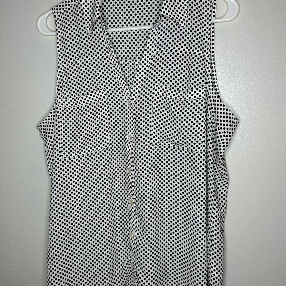 Express Black and White Polka Dot Shirt